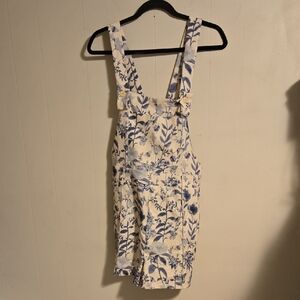 Cider Fabric Corduroy Square Neck Floral Pocket Romper